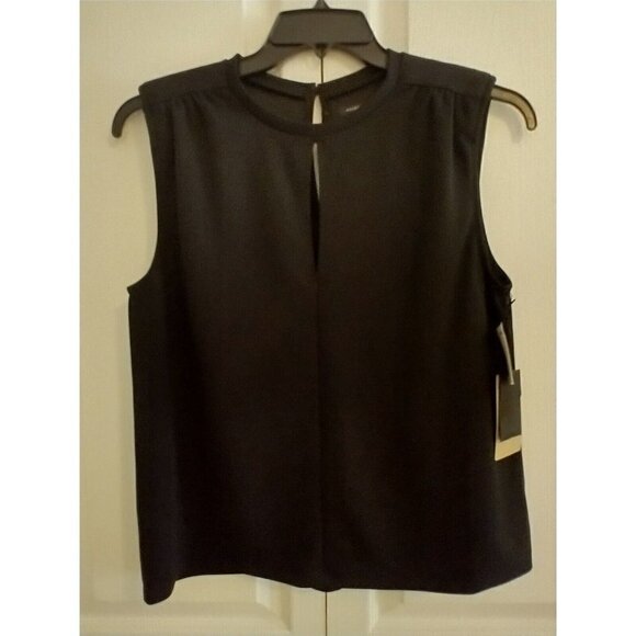 Halogen Nordstrom Sleeveless Top Black Womens Padded Shoulders - Med NWT - Picture 1 of 8